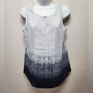 Banana Republic Sleeveless Blouse Small‎ Blue Keyhole Pleated Lightweight B644